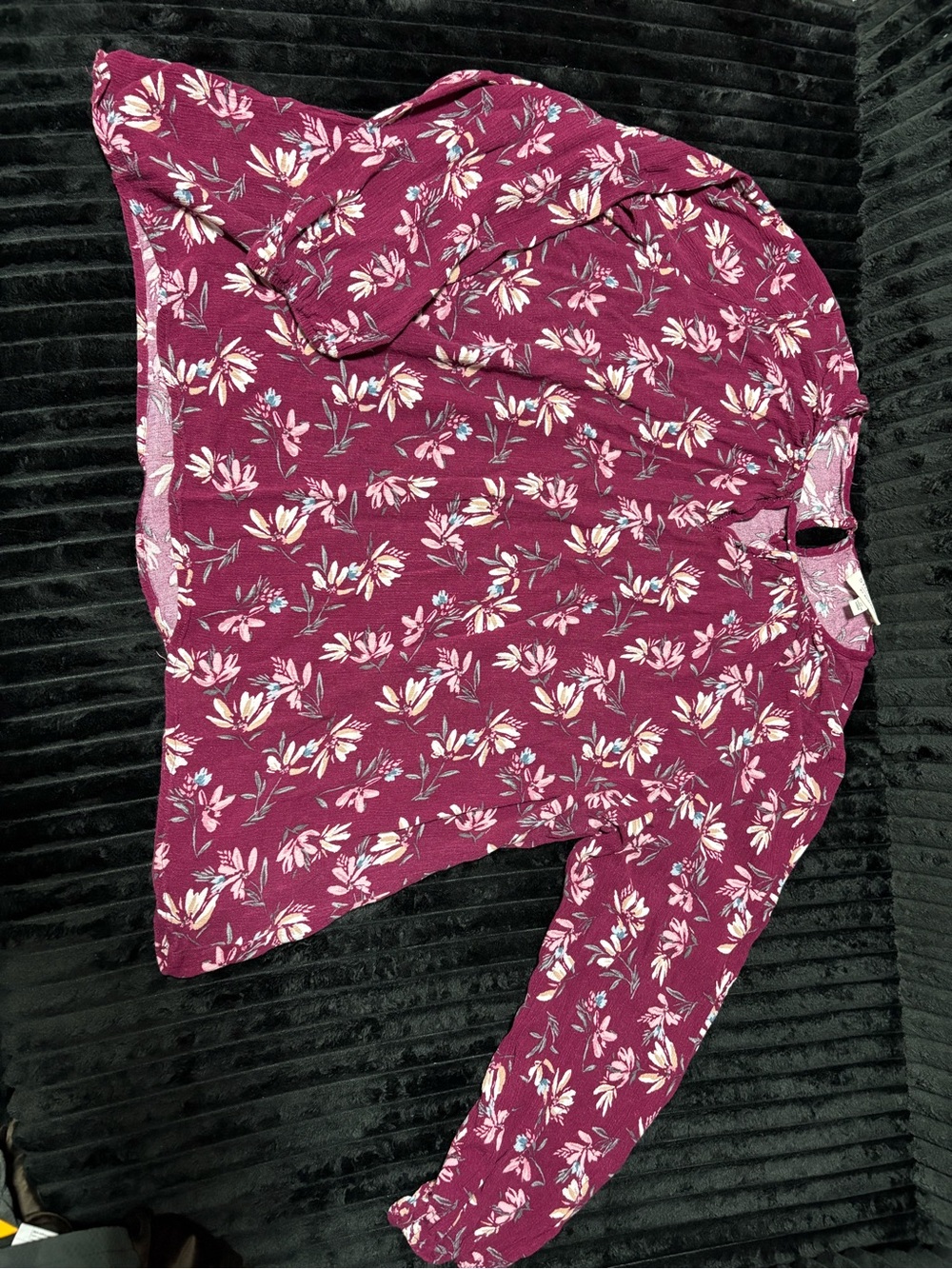 Women’s Floral Long-Sleeve Blouse in Burgundy